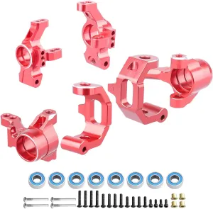 Caster Blocks Steering Blocks Rear Stub Axle Carriers Aluminum Upgrades Set for Traxxas 4-Tec 2.0 3.0 1/10 RTR RC Touring Car (Red)