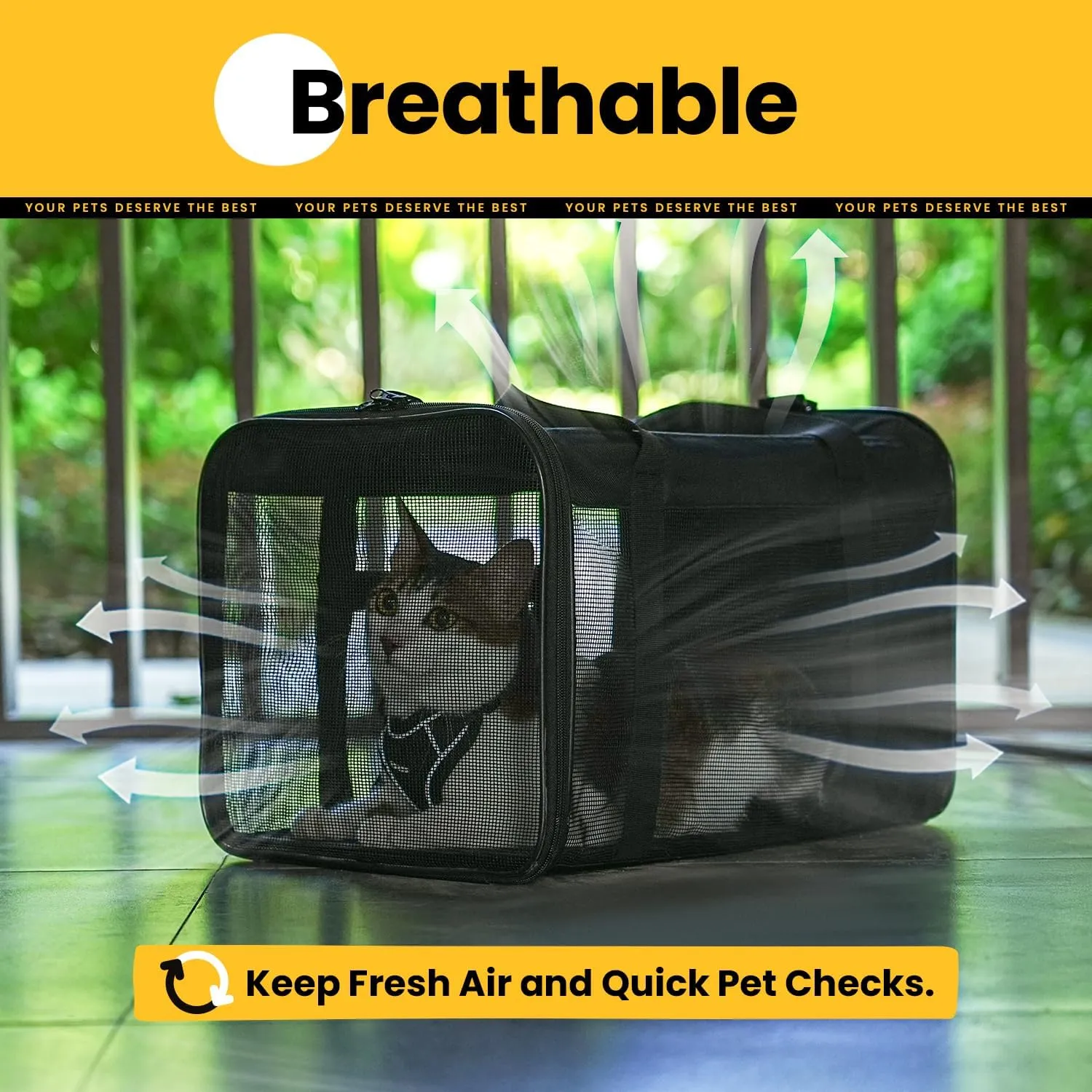 Cat Carrier Bag,Soft-Sided Pet Carriers for Dogs with 4-Sided Mesh,Airline Approved Cat Transport Carrier for Small&Medium Cats Kitten Puppy Up to 15Lb,Collapsible Cat Travel Carrier-M,Black