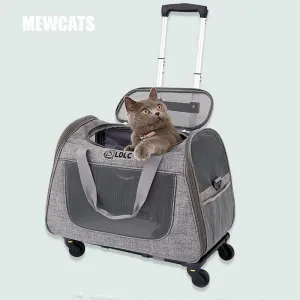 Cat Carrier With Wheels 2 Color Large Tote Trolley