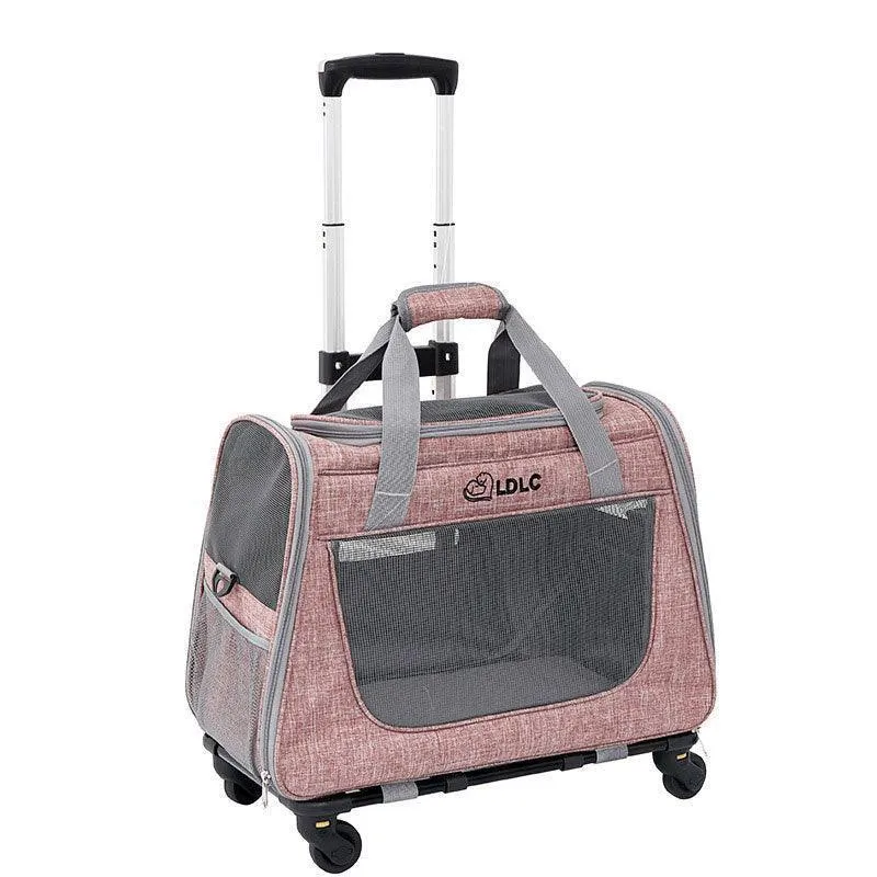 Cat Carrier With Wheels 2 Color Large Tote Trolley