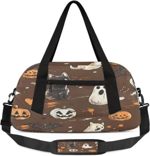 Cat Love Pumpkin Lamp Waterproof Sports Gym Bag Portable Dance Gymnastics Work Out Bag Lightweight Travel Duffel Bag Overnight Weekender Bag