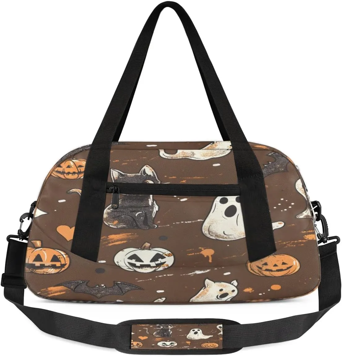 Cat Love Pumpkin Lamp Waterproof Sports Gym Bag Portable Dance Gymnastics Work Out Bag Lightweight Travel Duffel Bag Overnight Weekender Bag