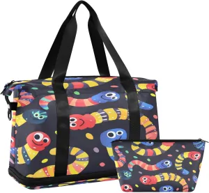 Caterpillar Travel Duffel Bag Gym Tote Bag for Sports Waterproof Carry On Weekender Bag with Compartment