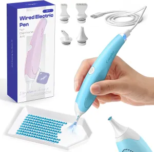 Caydo Wired Electric Diamond Painting Pen (Plug-in Use), E-Painter for Diamond Painting - Ergonomic Vacuum Tool with Multi-Tips, Diamond Art Accessories Tools for Setting Diamonds Without Wax (Blue)