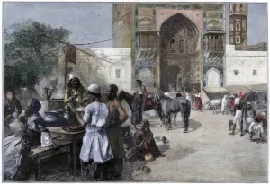 CDYQCTDI Famous Paintings Wall Art Poster Print an Open-air Restaurant At Lahore India by Edwin Lord Weeks Print Artwork for Living Room Decor 60x90cm