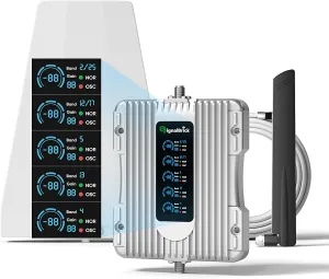 Cell Phone Booster with Smart LCD Display, 5G Compatible for All U.S. Carriers, Signal Booster up to 3,000 sq ft, FCC Approved