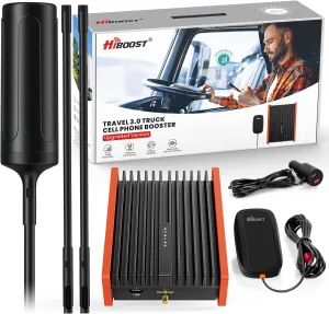 Cell Phone Signal Booster for Trucks and SUVs | Boosts 5G & 4G LTE for All Carriers - Verizon, AT&T, T-Mobile & More | Weatherproof Antenna | Ultra-Stable Booster | FCC Approved
