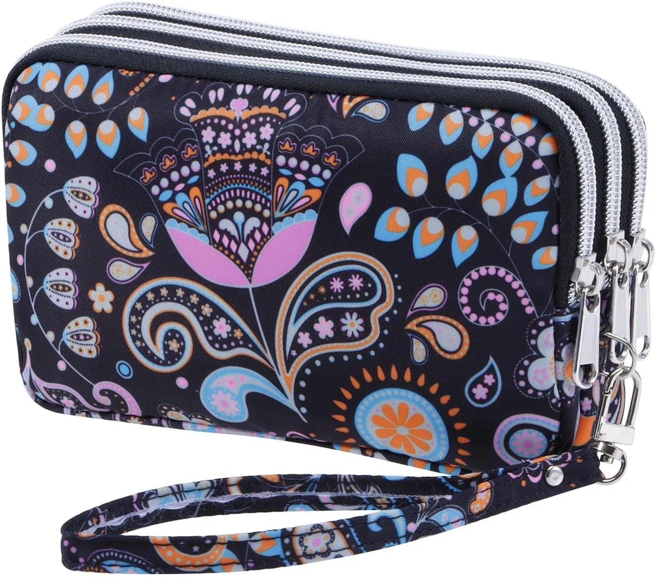 Cellphone Wristlet Wallets for Women Large Capacity Clutch Purse 3 Zipper Compartments 6 Card Slots Anti-water Handbag