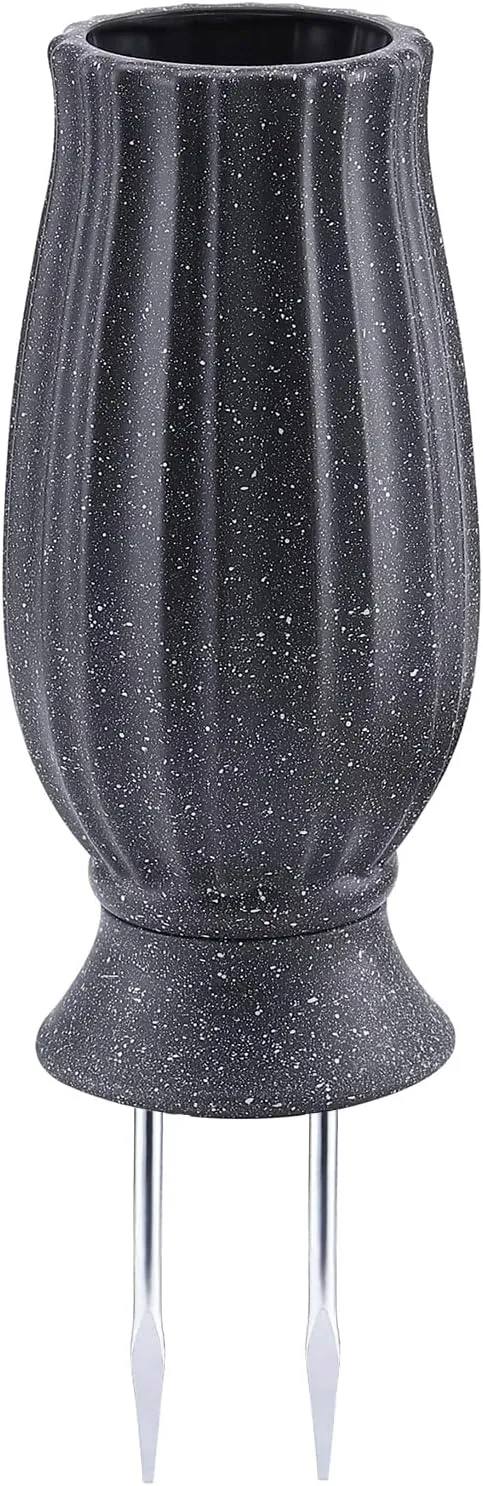 Cemetery Vase with Metal Spike -Headstones Flower Holder with Drainage Hole for Artificial Flowers- Grave Decorations Memorials Sympathy for Loss of Loved Ones