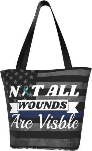 Cervical Cancer Awareness Not All Wounds Are Visible Fashion Shoulder Bag Large Capacity For Man Or Woman