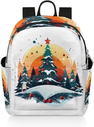 cfpolar Mini Backpack Purse for Women, Art Style Christmas Theme Small Backpack Multi Functional Casual Daypack Soft Shoulder Bag Handbags for Ladies Travel Work