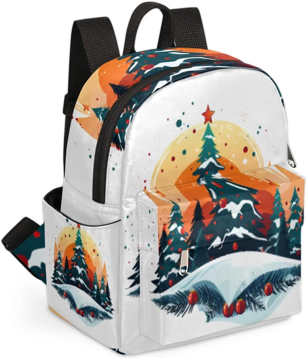 cfpolar Mini Backpack Purse for Women, Art Style Christmas Theme Small Backpack Multi Functional Casual Daypack Soft Shoulder Bag Handbags for Ladies Travel Work