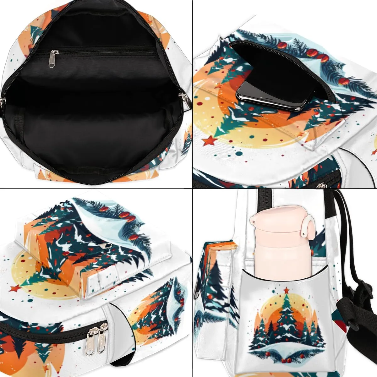 cfpolar Mini Backpack Purse for Women, Art Style Christmas Theme Small Backpack Multi Functional Casual Daypack Soft Shoulder Bag Handbags for Ladies Travel Work