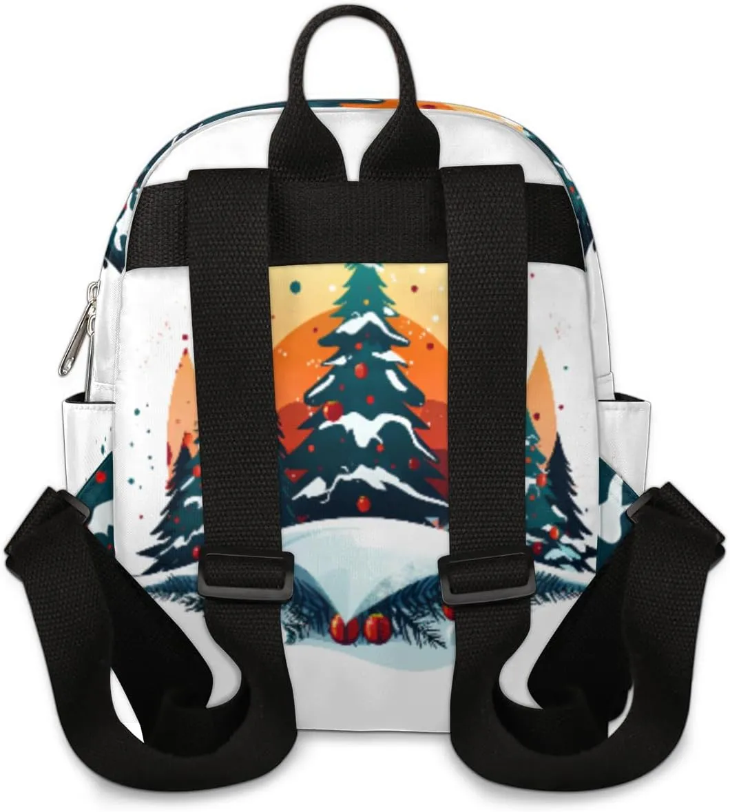 cfpolar Mini Backpack Purse for Women, Art Style Christmas Theme Small Backpack Multi Functional Casual Daypack Soft Shoulder Bag Handbags for Ladies Travel Work