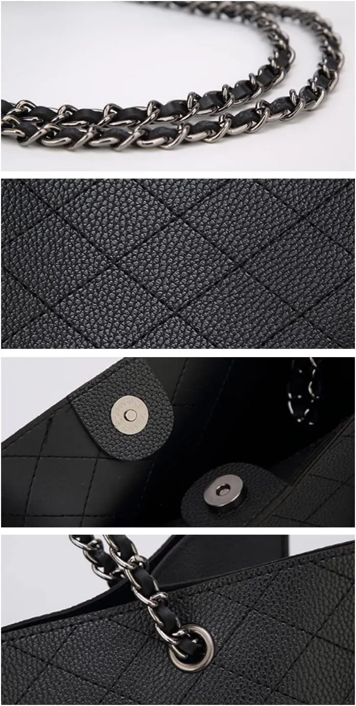 Chain Tote Bags Fashion Magnetic Buckle Shoulder Bag Large Capacity Purse
