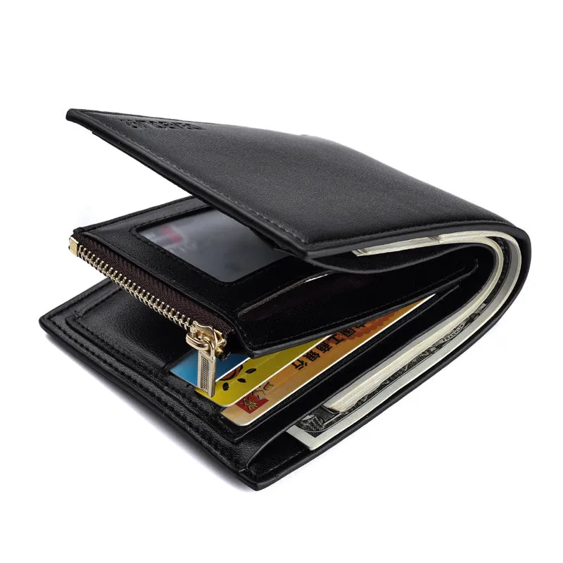 Charming Men's Short Zipper Multiple Slots Men's Wallets