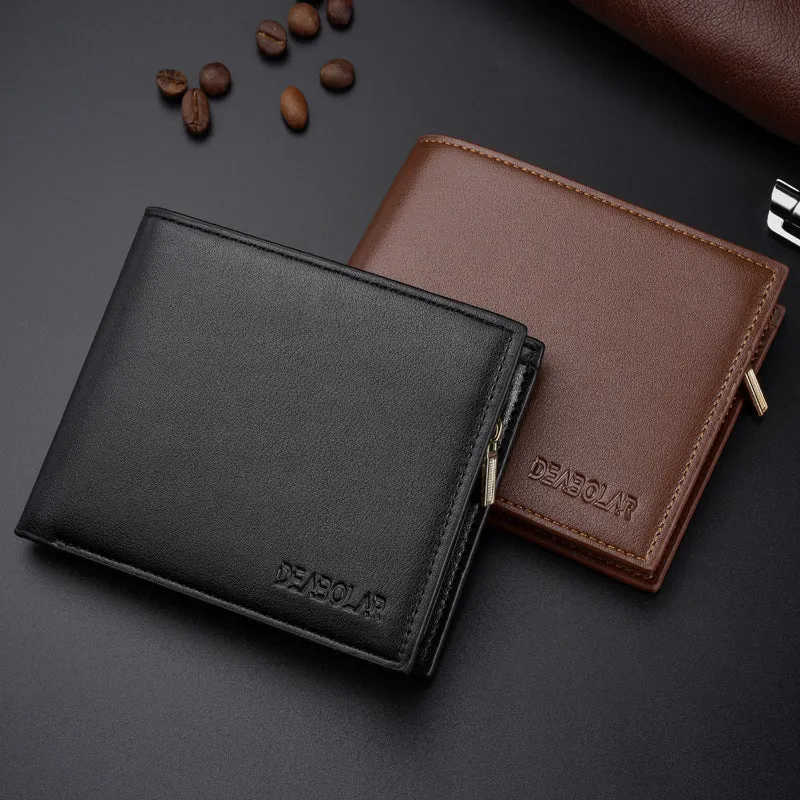 Charming Men's Short Zipper Multiple Slots Men's Wallets