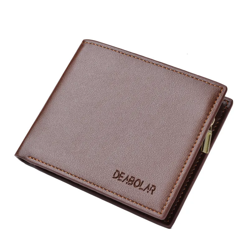 Charming Men's Short Zipper Multiple Slots Men's Wallets