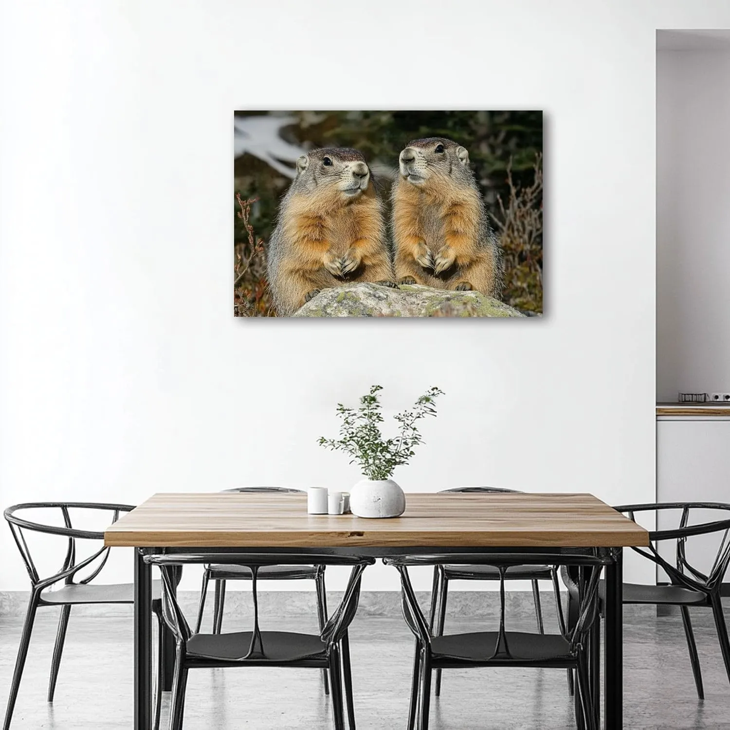 CHAUSSUREBAR Large Canvas Wall Art Alpine Marmot marmota marmota Adults standing Rocks Alps South East Canvas Art Prints Pictures Wall Decor Living Room Wall Paintings for Bedroom Bathroom 24" x 35"