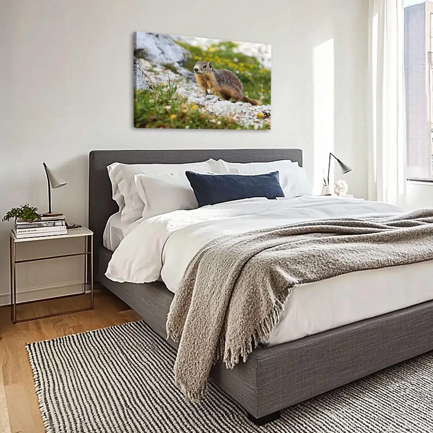 CHAUSSUREBAR Large Canvas Wall Art Alpine marmot Marmota marmota rock Canvas Art Prints Pictures Wall Decor Living Room Wall Paintings for Bedroom Bathroom 24" x 35"