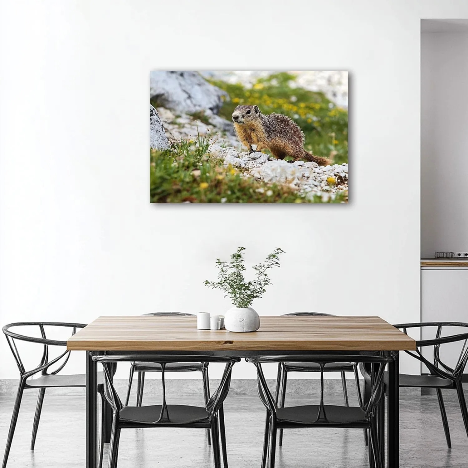 CHAUSSUREBAR Large Canvas Wall Art Alpine marmot Marmota marmota rock Canvas Art Prints Pictures Wall Decor Living Room Wall Paintings for Bedroom Bathroom 24" x 35"