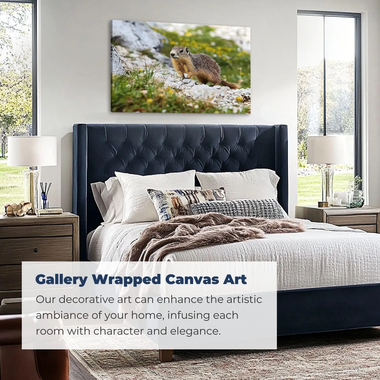 CHAUSSUREBAR Large Canvas Wall Art Alpine marmot Marmota marmota rock Canvas Art Prints Pictures Wall Decor Living Room Wall Paintings for Bedroom Bathroom 24" x 35"