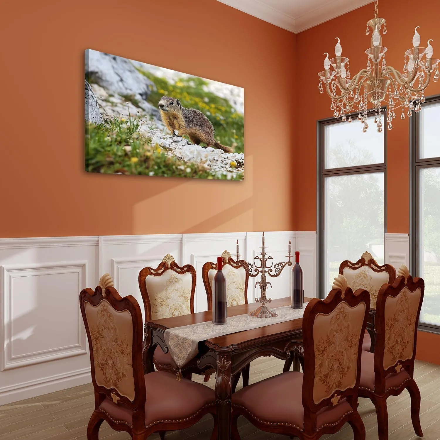 CHAUSSUREBAR Large Canvas Wall Art Alpine marmot Marmota marmota rock Canvas Art Prints Pictures Wall Decor Living Room Wall Paintings for Bedroom Bathroom 24" x 35"