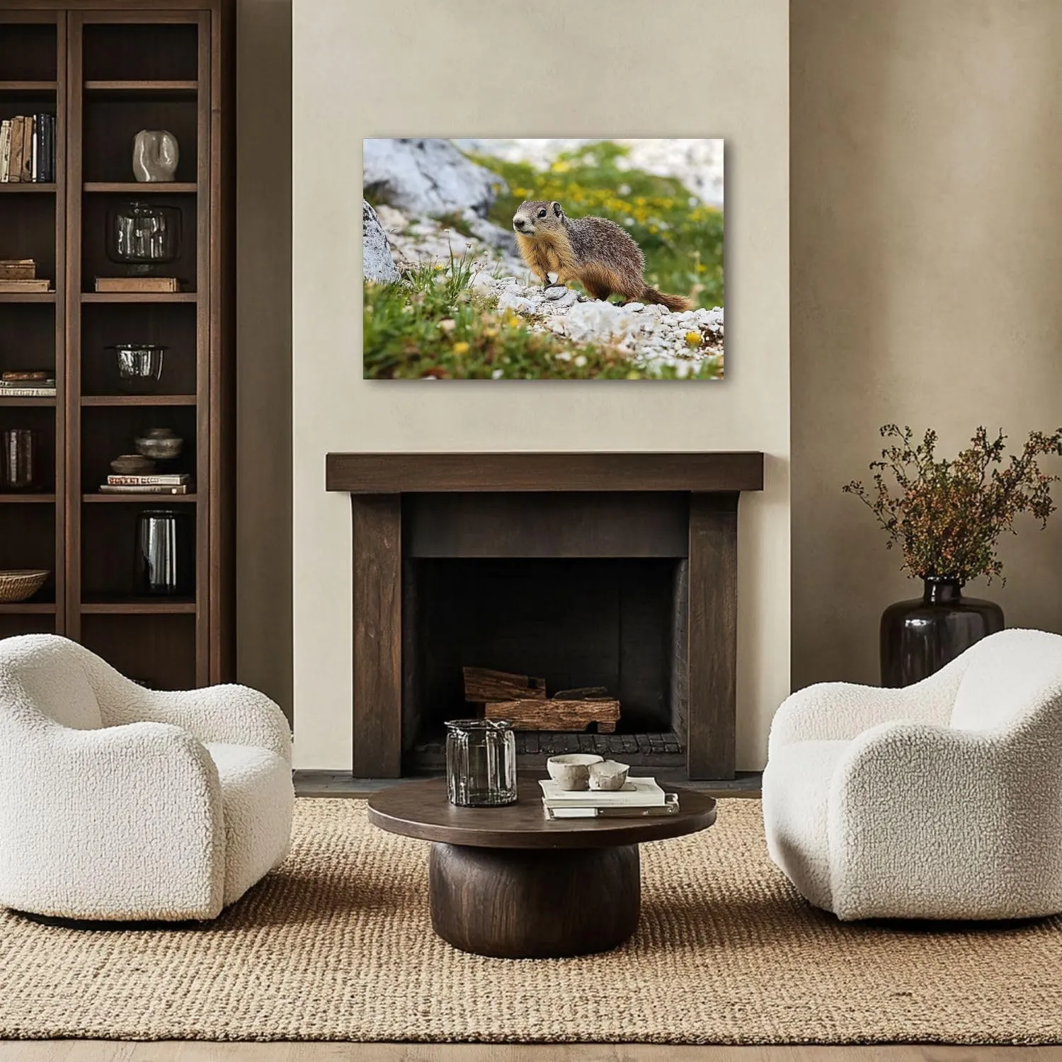 CHAUSSUREBAR Large Canvas Wall Art Alpine marmot Marmota marmota rock Canvas Art Prints Pictures Wall Decor Living Room Wall Paintings for Bedroom Bathroom 24" x 35"