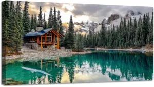 CHAUSSUREBAR Large Canvas Wall Art The lodge Emerald Lake after light snow fall Canvas Art Prints Pictures Wall Decor Living Room Wall Paintings for Bedroom Bathroom 20" x 40"