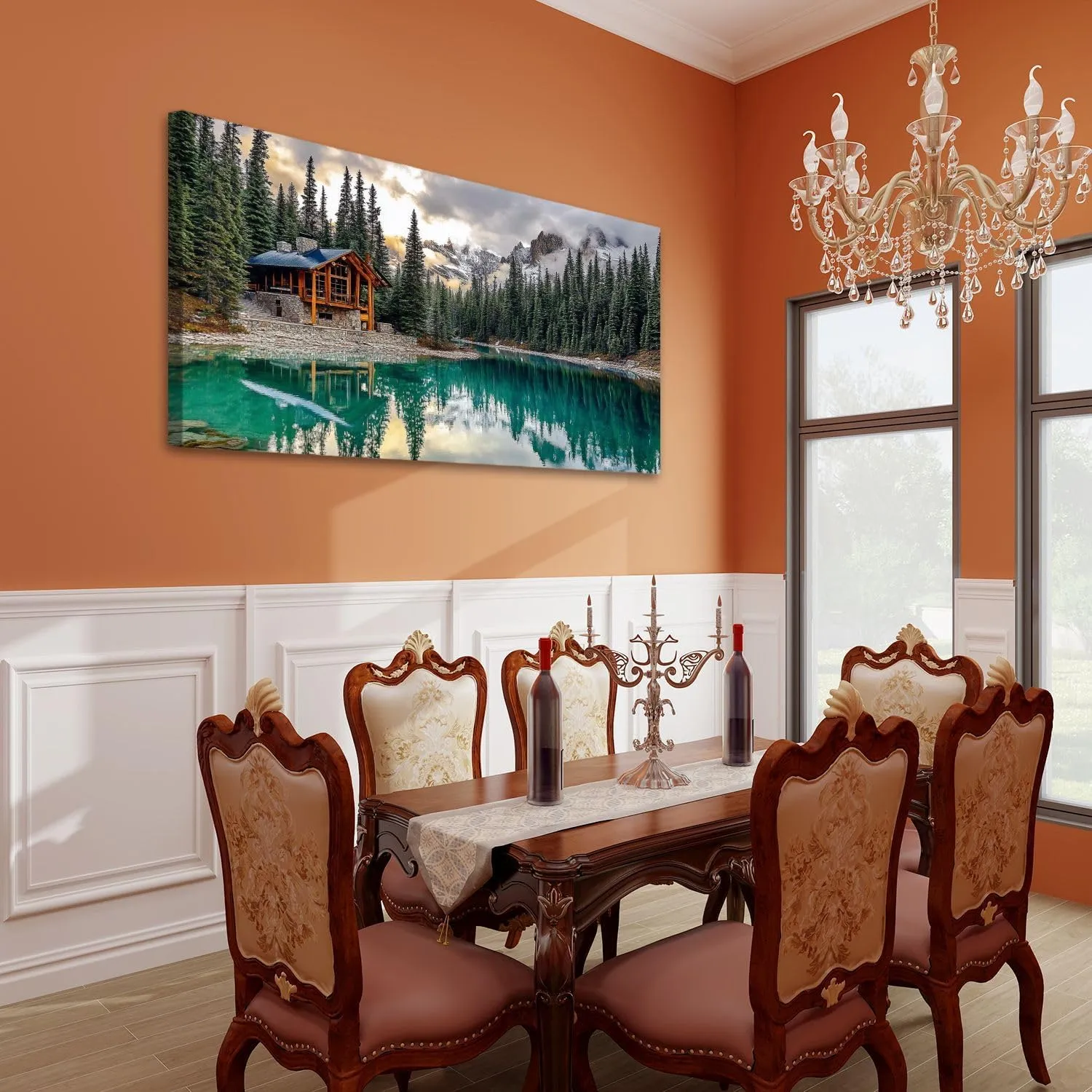 CHAUSSUREBAR Large Canvas Wall Art The lodge Emerald Lake after light snow fall Canvas Art Prints Pictures Wall Decor Living Room Wall Paintings for Bedroom Bathroom 20" x 40"