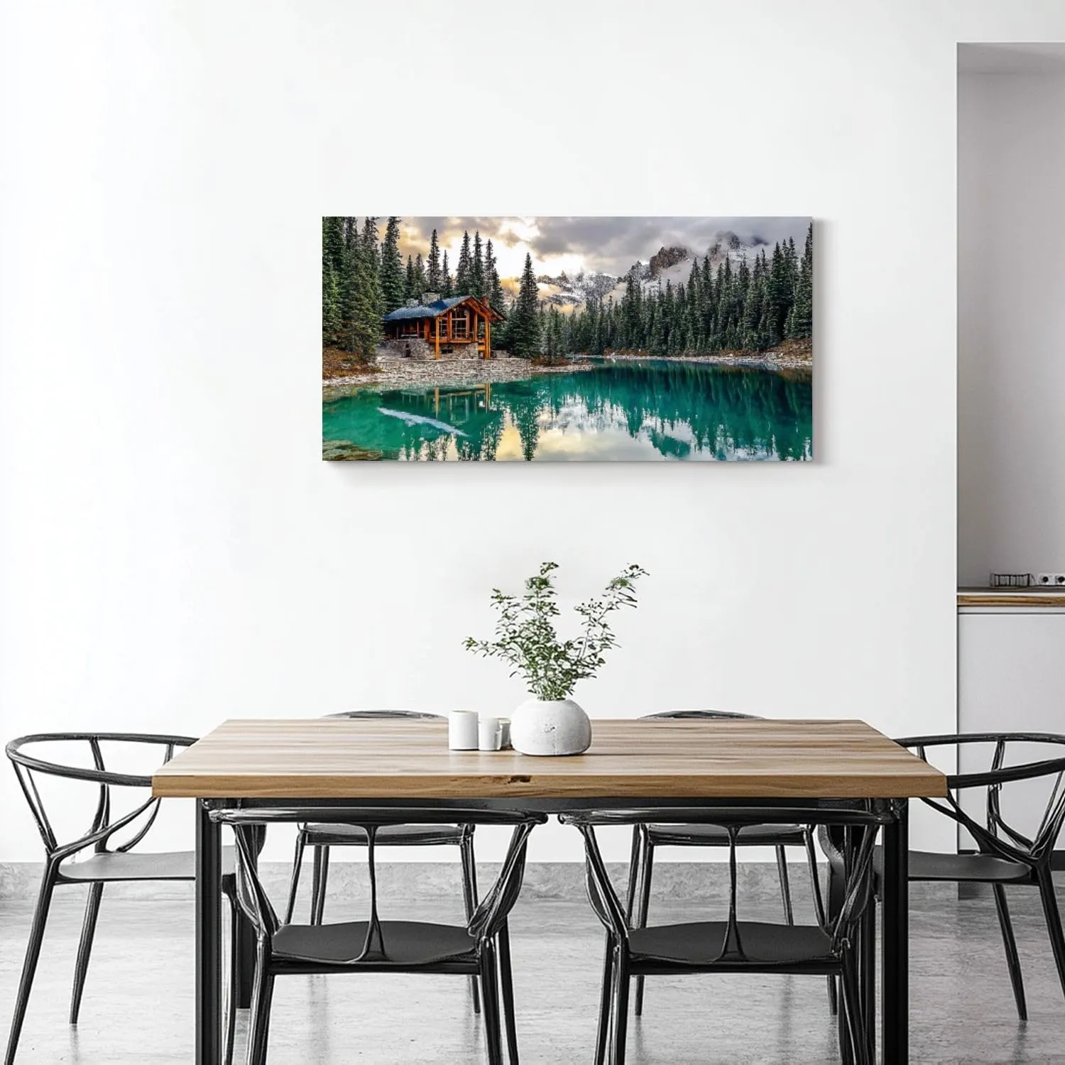CHAUSSUREBAR Large Canvas Wall Art The lodge Emerald Lake after light snow fall Canvas Art Prints Pictures Wall Decor Living Room Wall Paintings for Bedroom Bathroom 20" x 40"