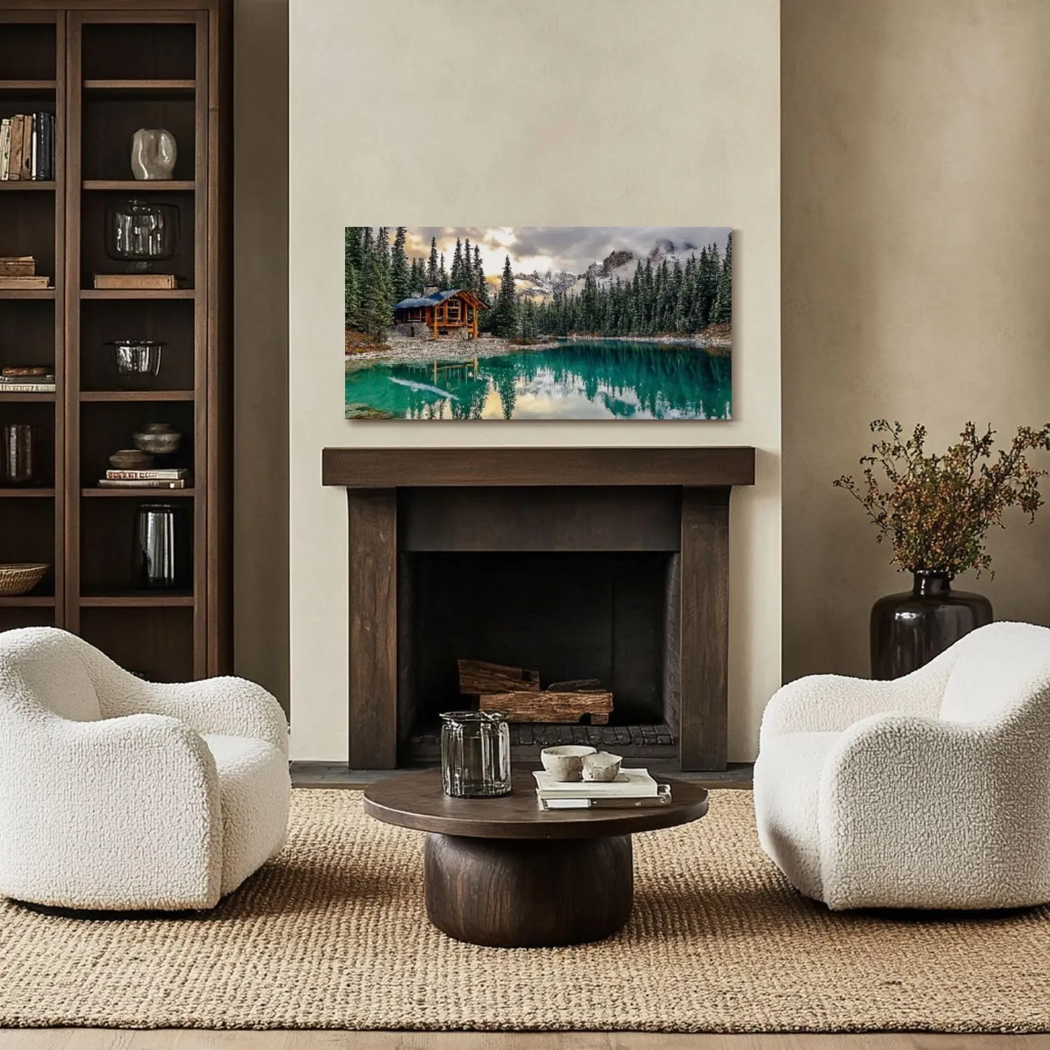 CHAUSSUREBAR Large Canvas Wall Art The lodge Emerald Lake after light snow fall Canvas Art Prints Pictures Wall Decor Living Room Wall Paintings for Bedroom Bathroom 20" x 40"
