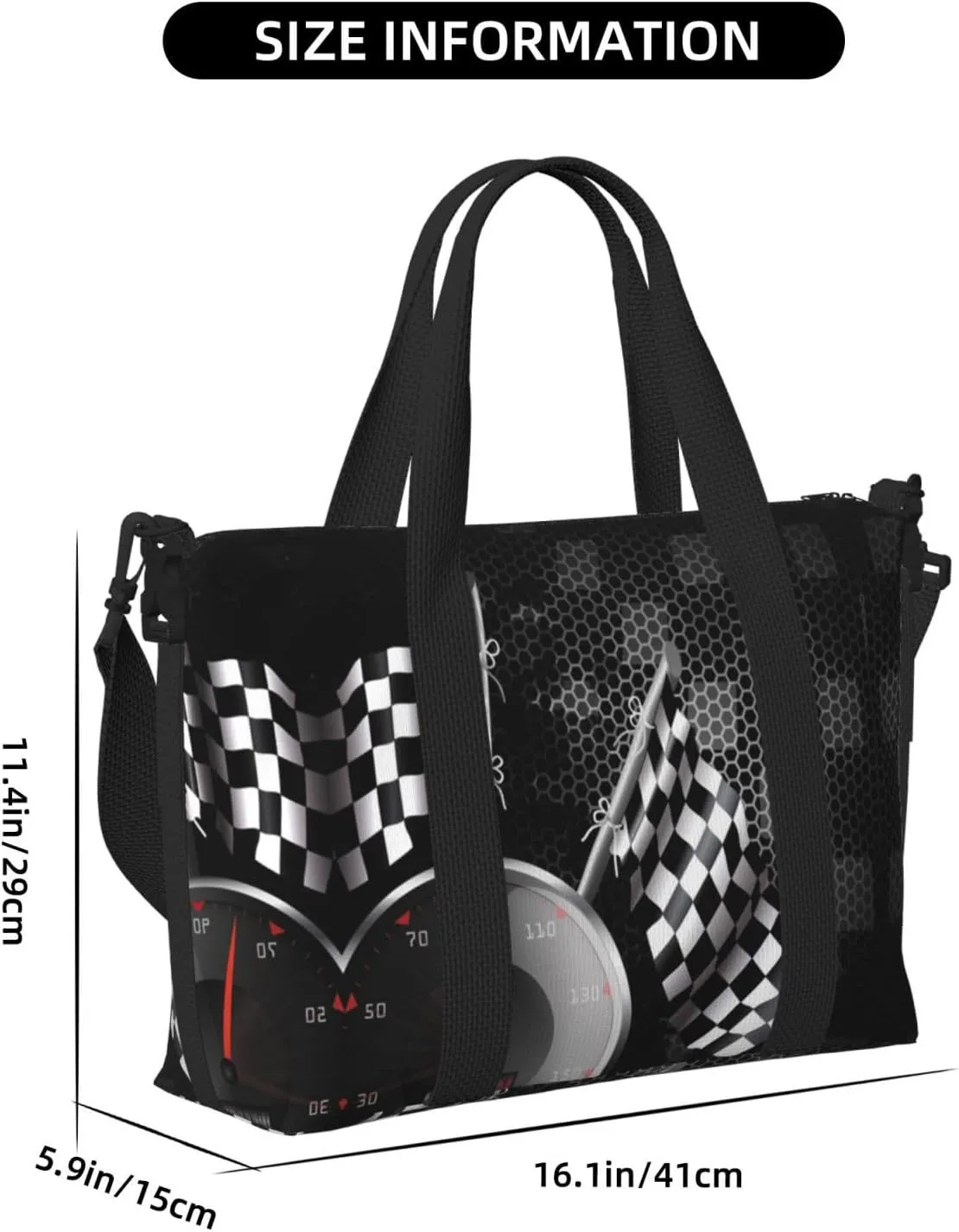 Checkered Flag Racing Hand Travel Bag For Men Women,Stylish Handheld Crossbody Travel Bag For Business Leisure Trave