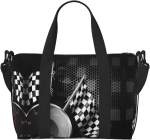 Checkered Flag Racing Hand Travel Bag For Men Women,Stylish Handheld Crossbody Travel Bag For Business Leisure Trave