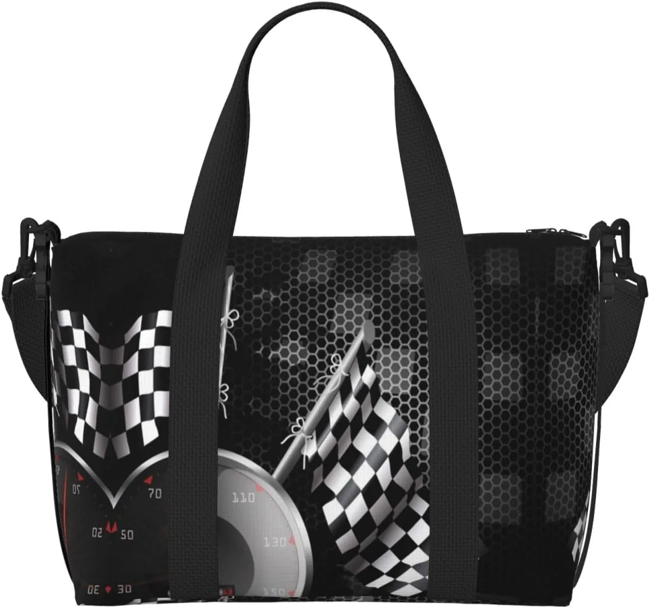 Checkered Flag Racing Hand Travel Bag For Men Women,Stylish Handheld Crossbody Travel Bag For Business Leisure Trave