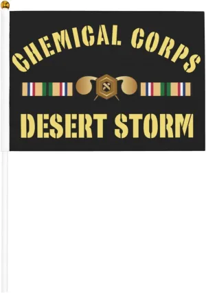 Chemical Corps Desert Storm Stylish Mini Handheld Flags 5.5x8.3 Inch For Support Team Activities Parties