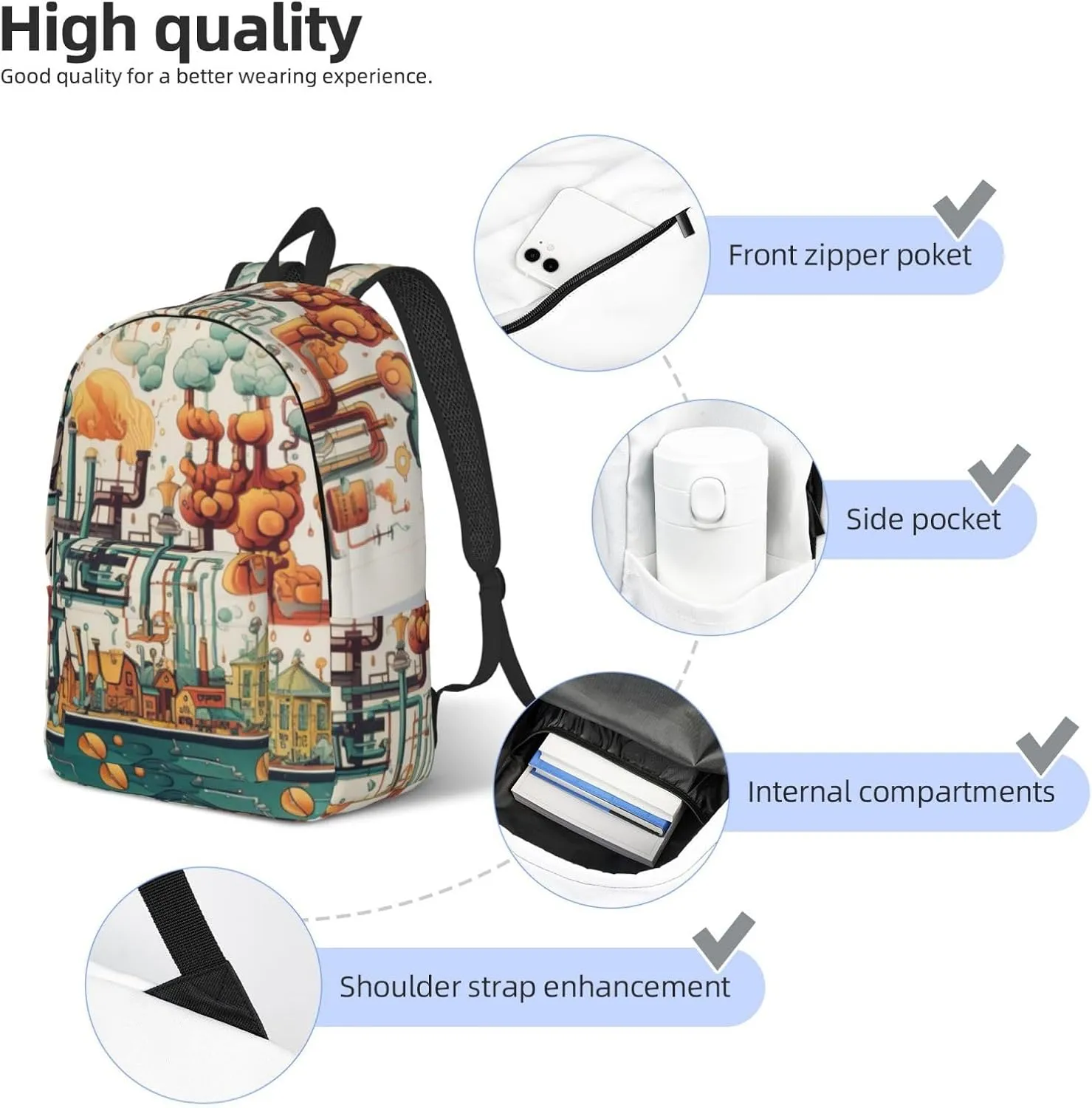 Chemistry Print Canvas Casual Lightweight Duffel Bag, Fashion Duffel Bag, Unisex Travel Backpack