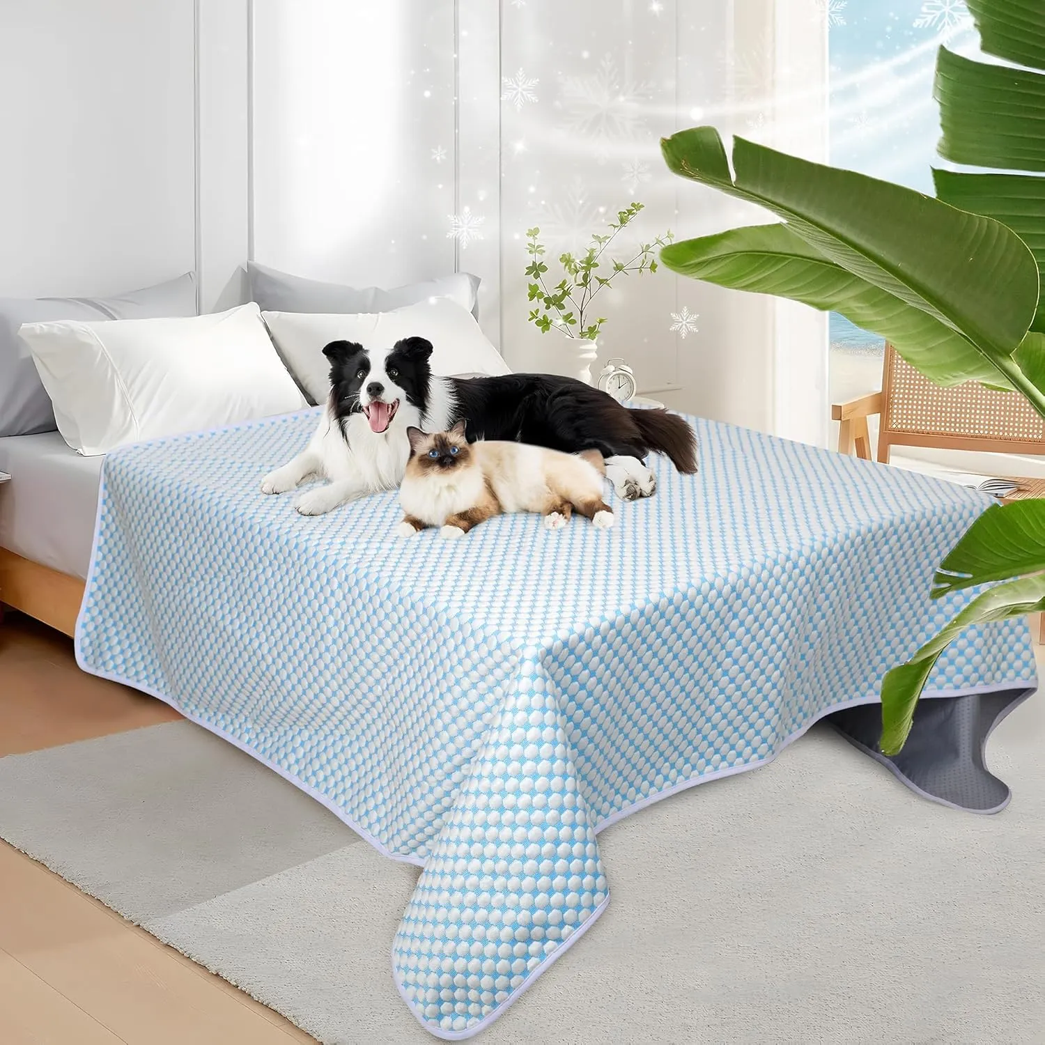 Chicute Cooling Dog Blanket for Sofa - 50x60 Waterproof Pet Blankets for Dog Bed Cover, Slip-Resistant Throw Blanket for Couch Protector, Washable Furniture Cover for Dogs, Cats, Pearl Blue