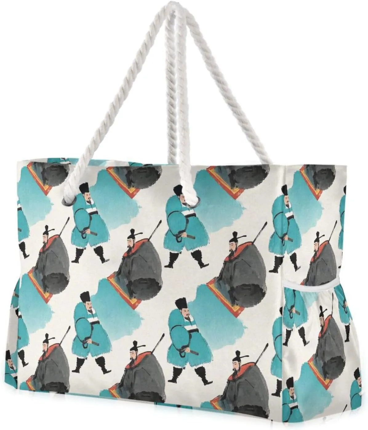 Chinese Ancient Poet Travel Bag Beach Waterproof Sandproof with side pockets Large Tote Bag Travel for Swim Pool