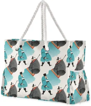Chinese Ancient Poet Travel Bag Beach Waterproof Sandproof with side pockets Large Tote Bag Travel for Swim Pool