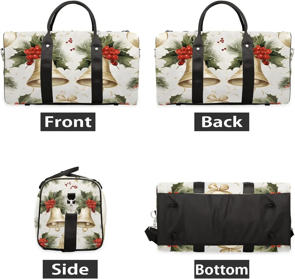 Christmas Ball Pine Leaf Travel Duffel Bag for Women Men Waterproof Foldable Overnight Weekender Bag Large Capacity Sports Gym Bag