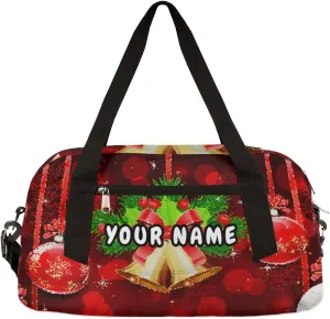 Christmas Balls Personalized Kids Duffel Bag for Girls Boys, Christmas Debris Custom Name Dance Bag Overnight Small Duffel Bag Carry On Weekend Sports Travel Bag for School Practice Gymnastics Ballet