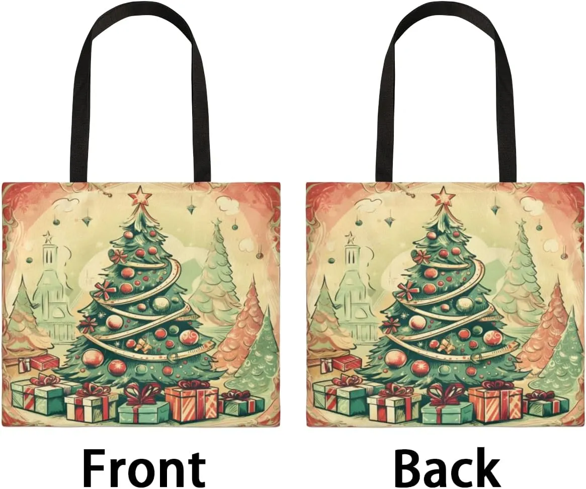 Christmas Candlelight Dinner Canvas Tote Bag for Women Men Stylish Tote Handbag Shoulder Bag Reusable Grocery Bag