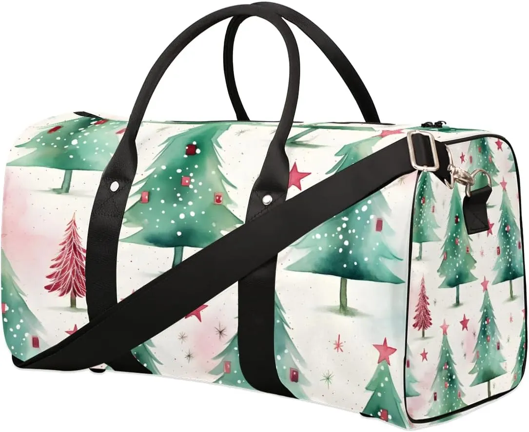 Christmas Xmas Tree Travel Duffel Bag for Women Men Waterproof Foldable Overnight Weekender Bag Large Capacity Sports Gym Bag