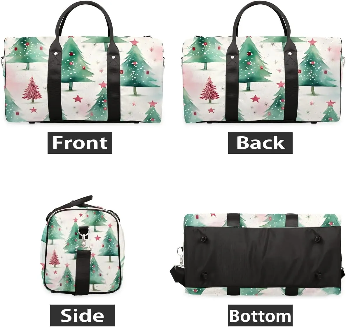 Christmas Xmas Tree Travel Duffel Bag for Women Men Waterproof Foldable Overnight Weekender Bag Large Capacity Sports Gym Bag
