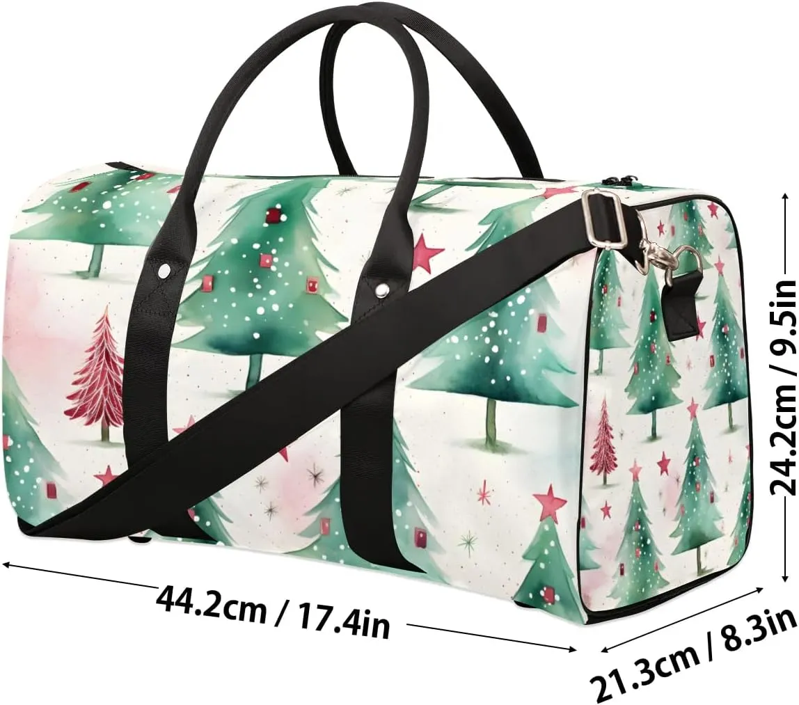 Christmas Xmas Tree Travel Duffel Bag for Women Men Waterproof Foldable Overnight Weekender Bag Large Capacity Sports Gym Bag