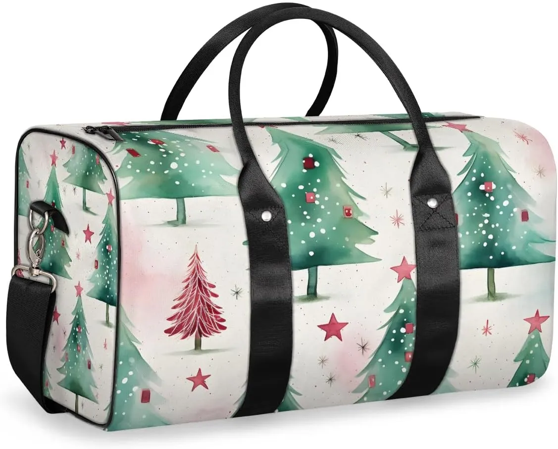 Christmas Xmas Tree Travel Duffel Bag for Women Men Waterproof Foldable Overnight Weekender Bag Large Capacity Sports Gym Bag