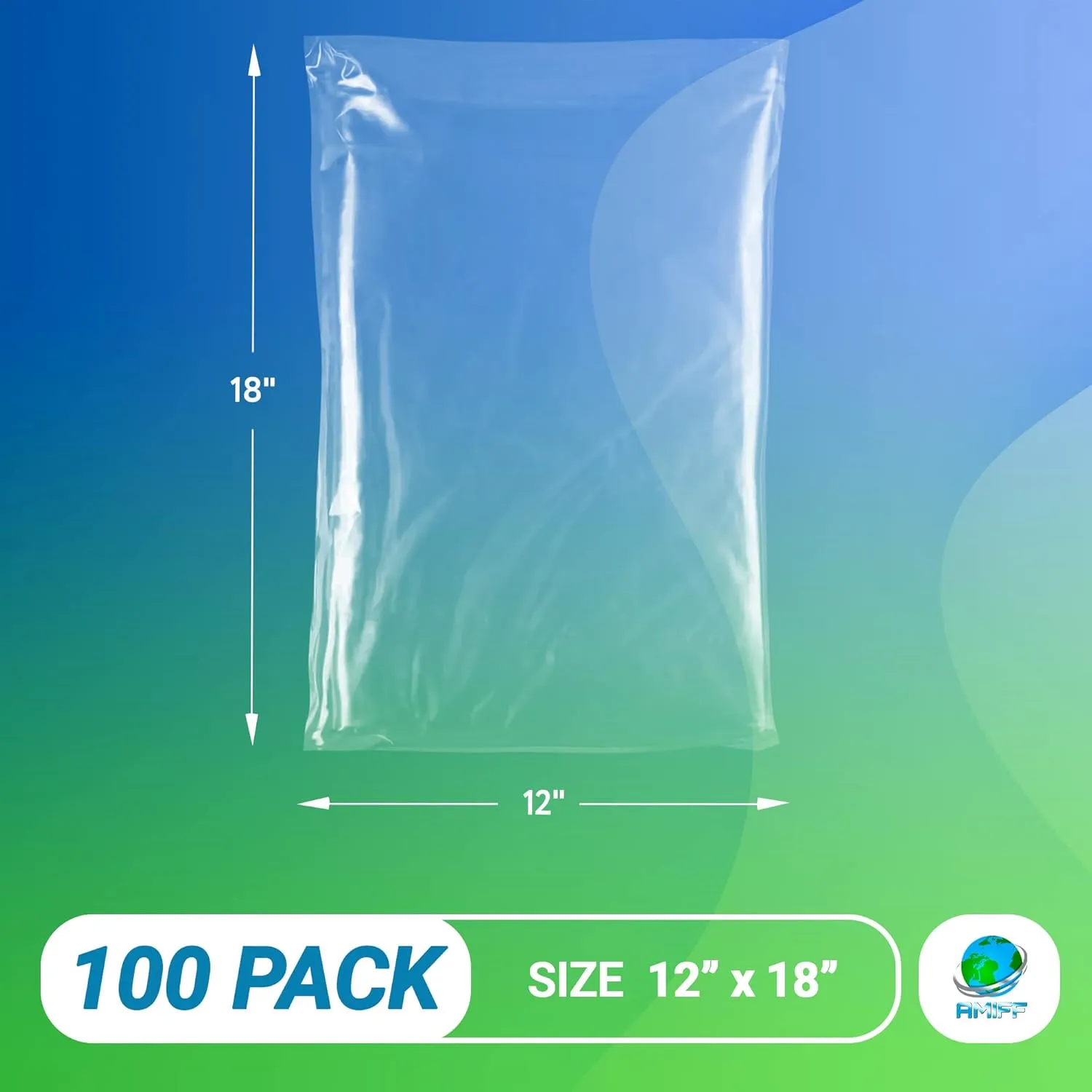 Clear Packing Bags, 12 x 18 Inches. Pack of 100 Poly Plastic Bags for Clothes or Toys. Waterproof Polyethylene Shirt Packaging, 2 Mil. Clear Poly Mailers for Clothing Packaging with Open End