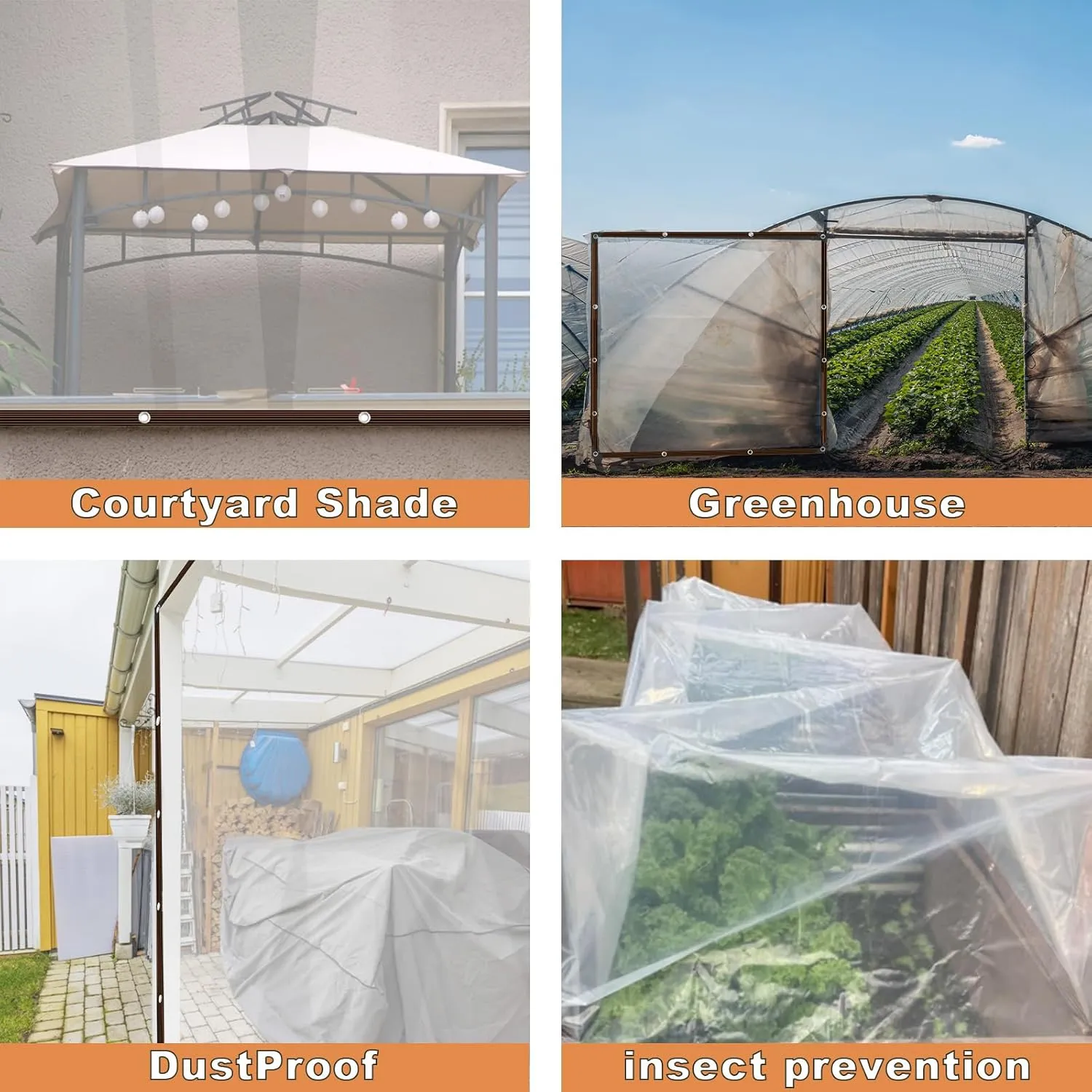 Clear Tarp - Tarps Heavy Duty Waterproof 8x10Ft, 12 Mil Thick, Clear Tarp with Grommets, UV & Tear Resistant, Fade-Proof for Outdoor Garden, Greenhouse, Patio, and Pavilion Rain Protection