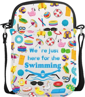 CMNIM Swimming Bags for Swimmers Crossbody Bag We’re Just Here for The Swimming Pool Lover Gifts Swim Team Coach Mom Purse